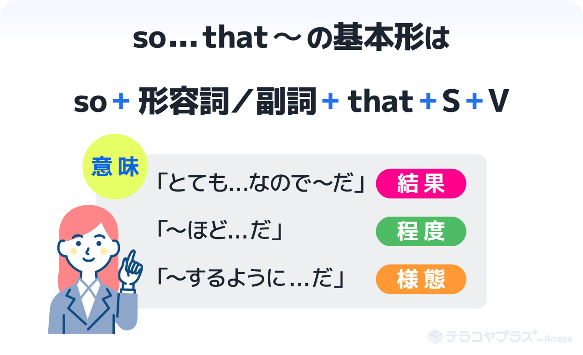 So That構文とは 例文付きで意味や使い方を徹底解説 英語文法 テラコヤプラス By Ameba