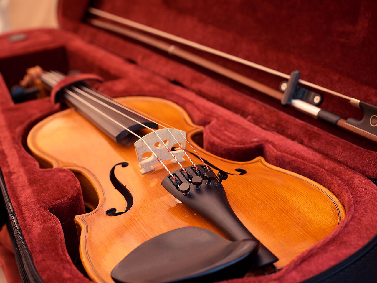 ケースに入ったヴァイオリンのアップ画像